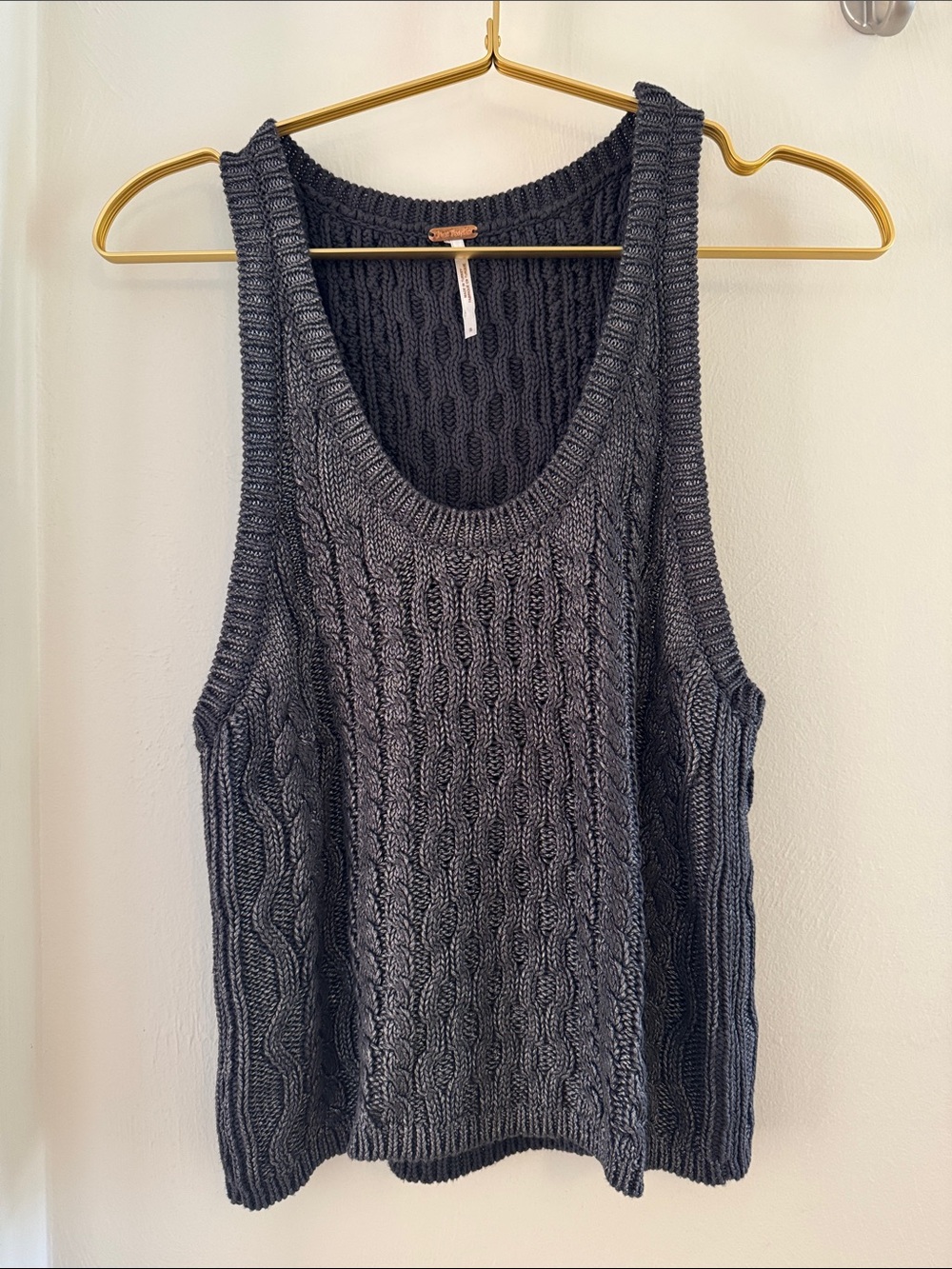 Free People High Tide Cable Knit Scoop Neck Tank Top - S